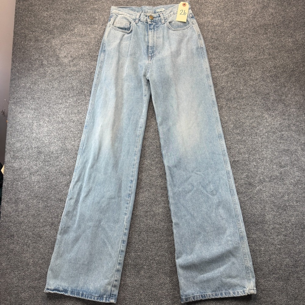 RODEBJER Richmond Jeans Women 27 Blue Denim Light Wash Faded Wide Leg Streetwear